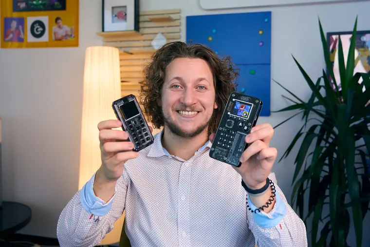 Both MAKERphone 2.0 variants held up side by side